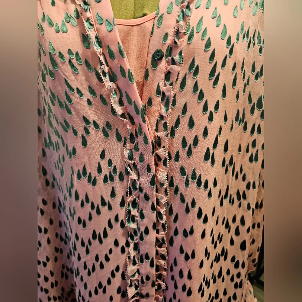Saloni Pixie Mini Pink and Green Patterned Women's Dress Sz 6 - Picture 10 of 16